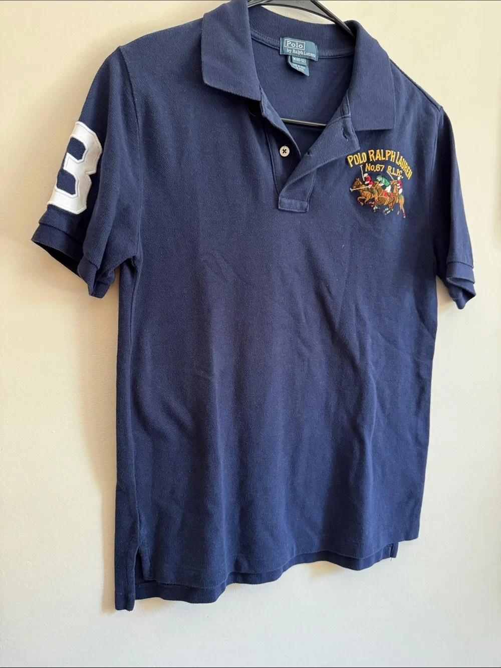 Ralph Lauren Navy Polo with Embroidered 3 horse crest